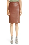 Theory Bristol Leather Skinny Pencil Skirt In Chestnut