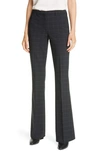 Theory Demitria 4 Windowpane Check Flare Leg Pants In Black Multi