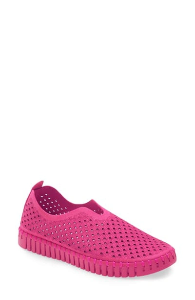 Ilse Jacobsen Tulip 139 Perforated Slip-on Sneaker In All Rose Violet Fabric