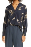 VINCE PAINTED BLOOMS FLORAL HIGH/LOW BLOUSE,V684411926