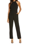 JULIA JORDAN PLEAT MOCK NECK JUMPSUIT,JJ38181