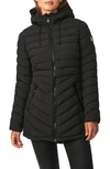 Bernardo Bernado Packable Ecoplume(tm) Hooded Walker Coat In Black