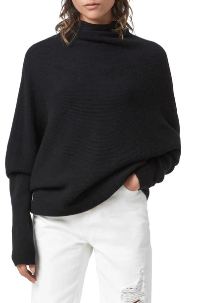 Allsaints Ridley Funnel Neck Wool & Cashmere Jumper In Black