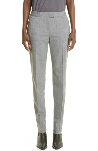 Lafayette 148 Irving Skinny Stretch Wool Pants In Nickel