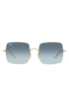 Ray Ban 54mm Square Sunglasses In Gold/ Blue Grad