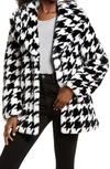 AVEC LES FILLES HOUNDSTOOTH FAUX FUR COAT,67767