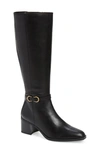 Naturalizer Sterling Wide Calf High Shaft Boots Women's Shoes In Black Leather