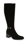 Naturalizer Sterling Wide Calf High Shaft Boots Women's Shoes In Black Suede