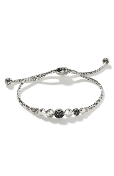 John Hardy Dot Hammered Adjustable Bracelet In Black Spinel