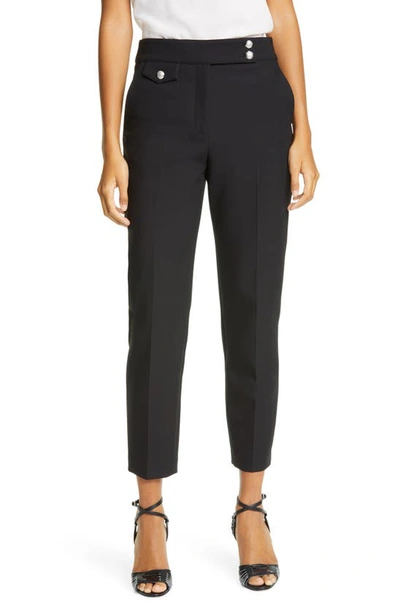 Veronica Beard Renzo Embossed Button Detail Trousers In Black