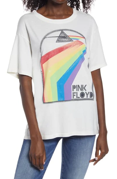 Daydreamer Pink Floyd Retro Rainbow Boyfriend Graphic Tee In Stone Vintage