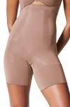 Spanxr Oncore High Waist Mid-thigh Shorts In Caf Au Lait