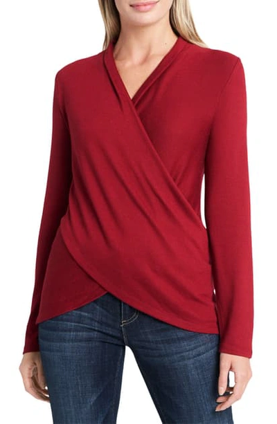 1.state Cozy Knit Top In Rich Cranberry