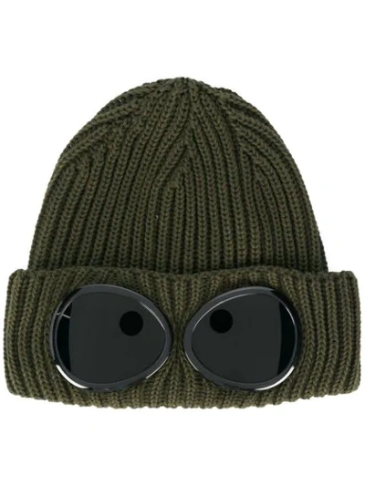C.p. Company Goggles-embellished Beanie Hat In Green