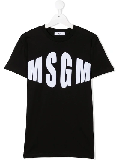 Msgm Teen Logo Print T-shirt In Black