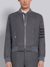 Thom Browne Tonal 4-bar Flannel Blouson Jacket In Grey