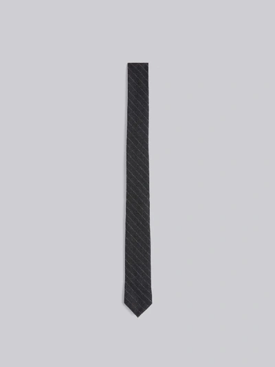 Thom Browne Chalk-stripe Wool-blend Flannel Tie In Grey