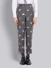 THOM BROWNE THOM BROWNE MEDIUM GREY WOOL TWILL ANIMAL ICON EMBROIDERED CLASSIC TROUSER,MTC001A0688215031405