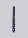 THOM BROWNE THOM BROWNE NAVY SILK TRIcolour STRIPE LION ICON JACQUARD TIE,MNL001A0673914775211