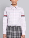 THOM BROWNE THOM BROWNE PINK TRICOLOR COTTON OXFORD CHECK GROSGRAIN ARMBAND LONG SLEEVE SHIRT,MWL301A0634714776834