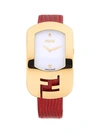 FENDI CHAMELEON GOLDTONE STAINLESS STEEL, DIAMOND & SNAKE-EMBOSSED LEATHER STRAP WATCH,0400012844139