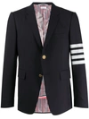 Thom Browne Navy Plain Weave Classic 4-bar Blazer In Blue