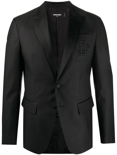 Dsquared2 Embroidered Logo Blazer In Black