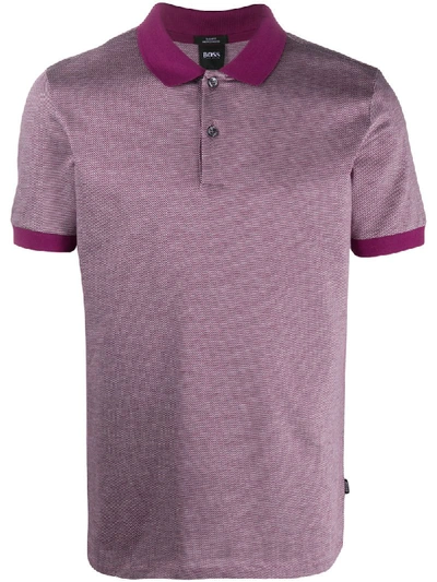 Hugo Boss Micro Checker Polo Shirt In Purple