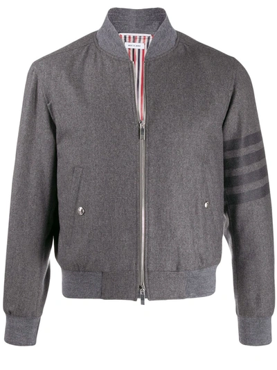 Thom Browne Tonal 4-bar Flannel Blouson Jacket In Grey