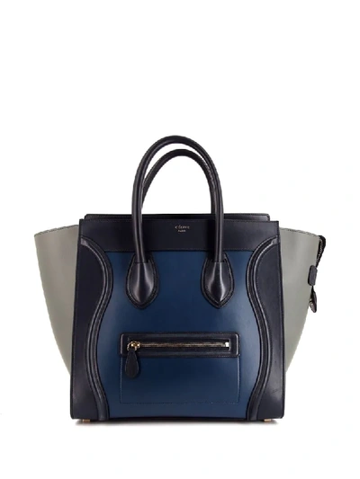 Pre-owned Celine  Medium Luggage Tote Bag In Blue