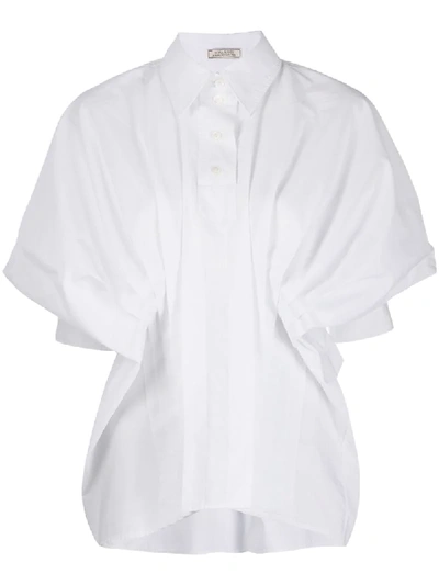 Nina Ricci Puff-sleeve Pleated Shirt In White