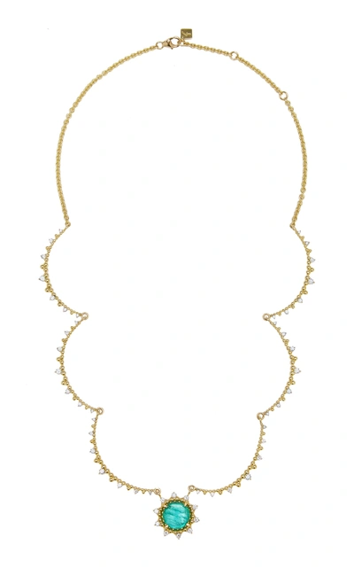 Kathryn Elyse Women's Sunburst 18k Yellow Gold Emerald And Diamond Necklace In Green