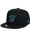 New Era Men's Miami Marlins Black On-field Authentic Collection 59fifty Fitted Hat In Black