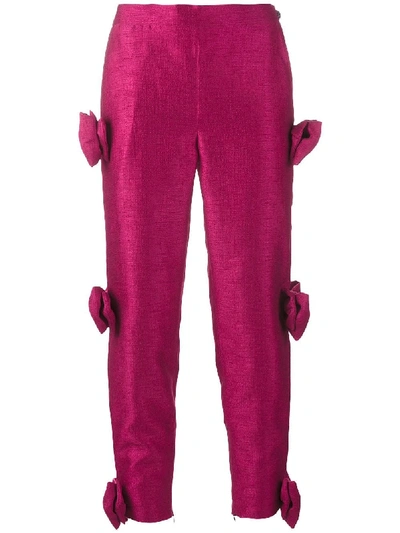 Ashish Bow Embellished Cropped Trousers In Pink