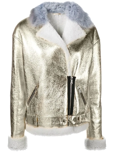 Sandy Liang 'gold Bowery' Biker Jacket In Metallic