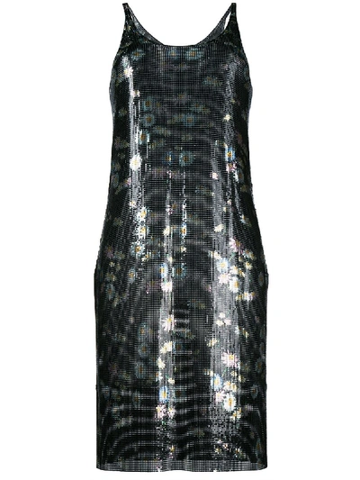 Rabanne Flroal Print Metal Dress In Black