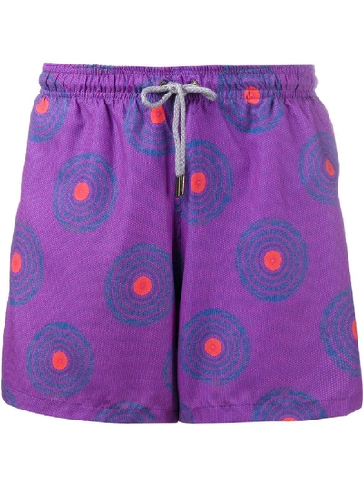 Okun Circle Print Swim Shorts In Purple