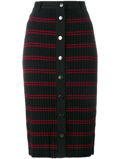 Adam Selman Sport 'conspiracy' Striped Pencil Skirt In Black