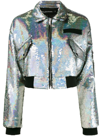 Filles À Papa 'chiara' Bomber Jacket In Metallic