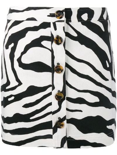 Adam Lippes Zebra Print Mini Skirt In Black