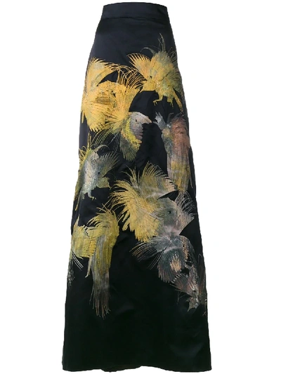 Alice Archer 'dore' Bird Embroidered Maxi Skirt In Blue