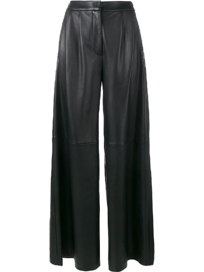 Adam Lippes Flared Leather Trousers In Black