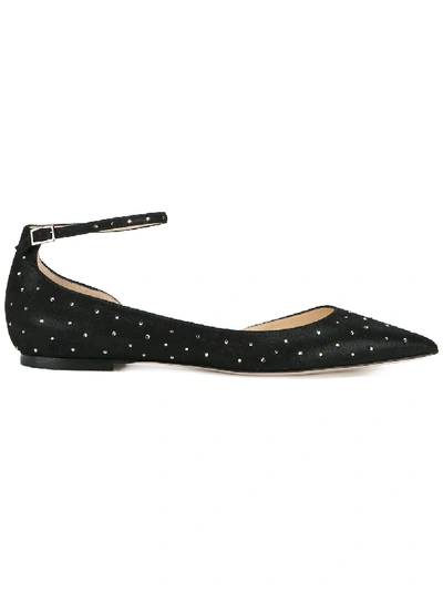 Jimmy Choo 'lucy' Crystal Embellished Flats In Black