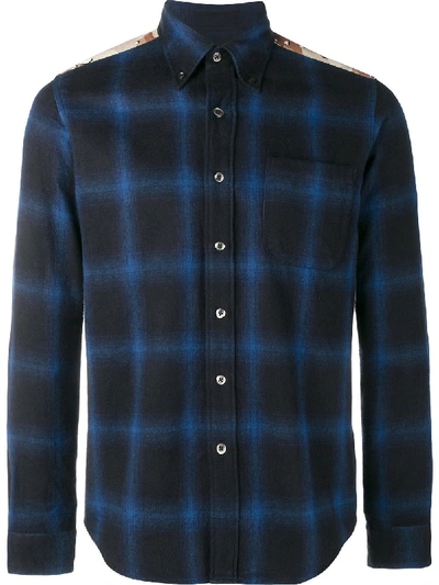 Sophnet Checked Camouflage Detail Shirt In Blue
