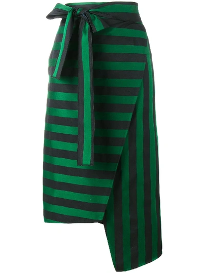 Rochas Stripe Asymmetric Skirt In Green