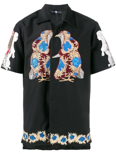 Edward Crutchley Embroidered Short-sleeve Shirt In Black