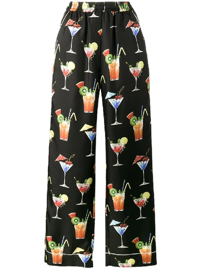 Dolce & Gabbana Cocktail Print Pyjama Trousers In Black