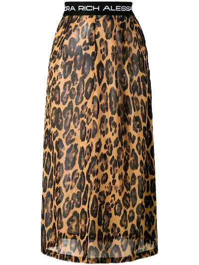 Alessandra Rich Rock Mit Leoparden-print In Brown