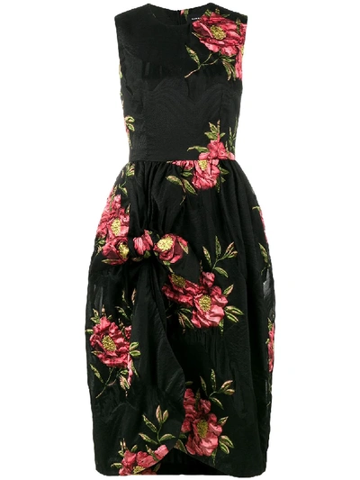 Simone Rocha Floral-cloqué Gathered Dress In Black