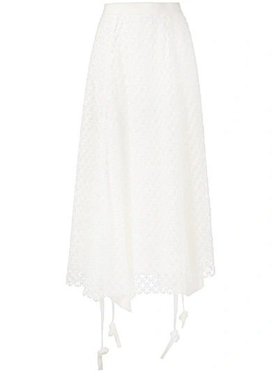 Loewe High Waist A-line Skirt With Asymmetric Hem In White